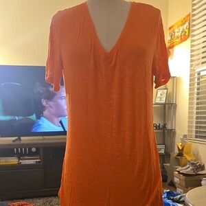 Old Navy Bright Orange V-Neck Tee